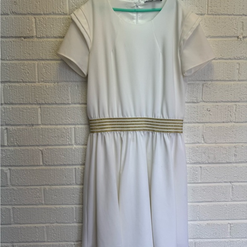 Patrizia Pepe Cream Casual Sundress with Gold Waistband